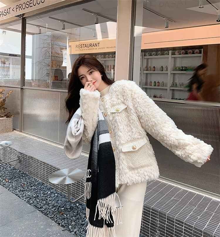 長袖アウター コート 羽織 きれいめ かわいい もこもこ フェイクファー 秋冬 XL ホワイト