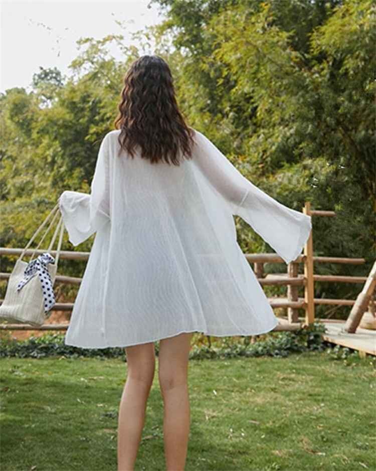 大きいサイズ 水着 ブラウス ワンピース水着 セクシー 2点セット M ベージュ