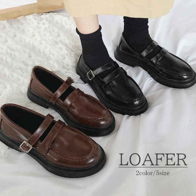 ローファー レディース オックスフォード 厚底 パンプス ローヒール 24.0cm（38） ブラック