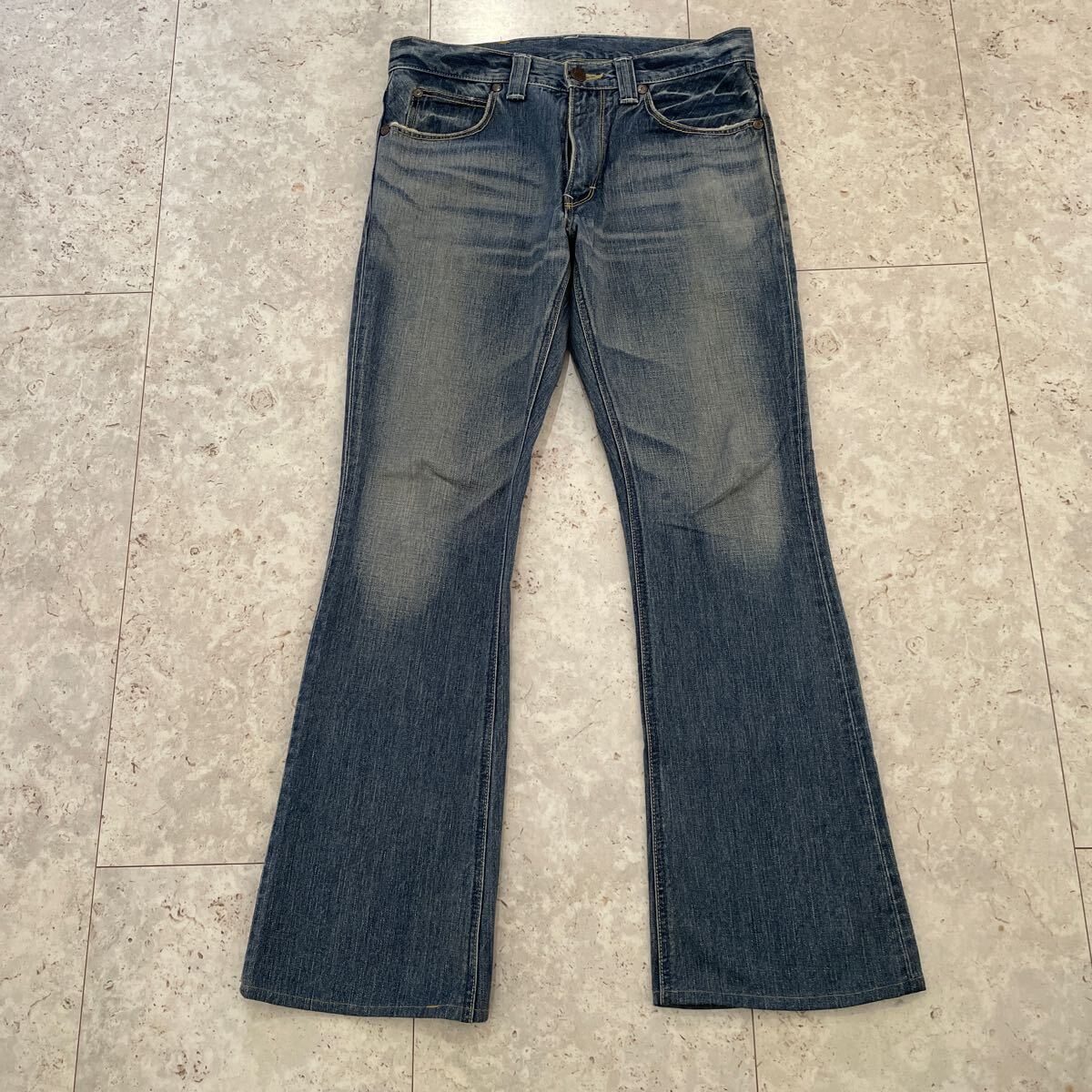 w31 良好 Lee 38102 ブーツカットデニムパンツ リーライダース USED加工 日本製 牛革パッチ 517