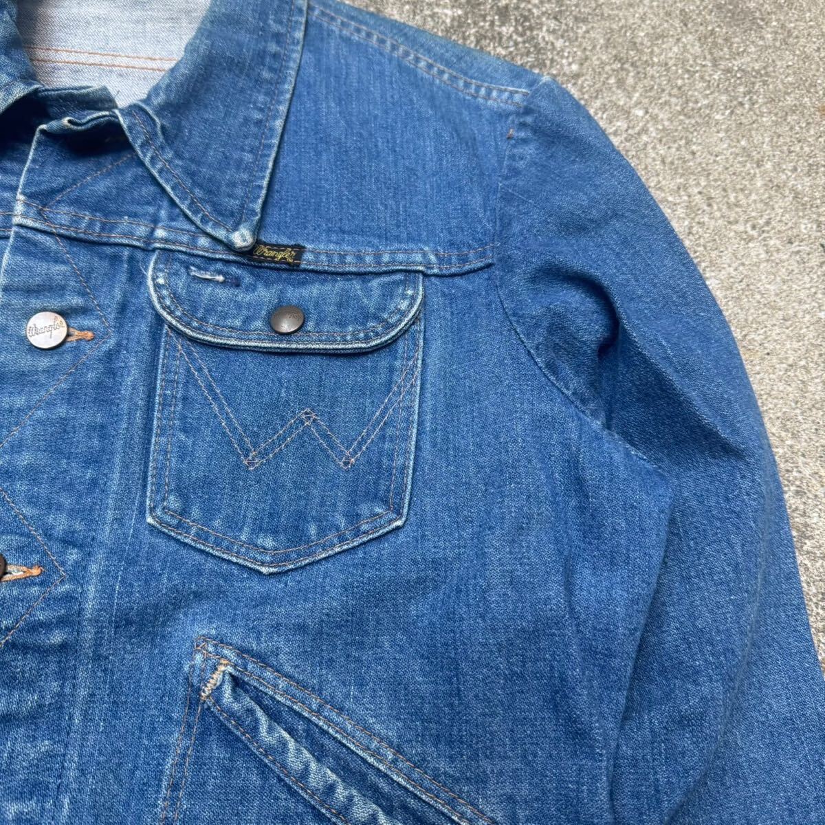濃紺 70s 80s Wrangler 124mj デニムジャケット ラングラー 24mjz ヴィンテージ インディゴ ジージャン USA制 アメリカ制 Levi's 38