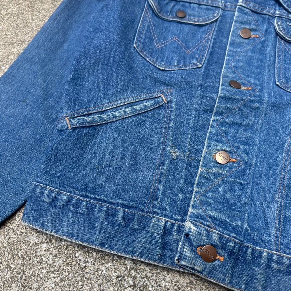 濃紺 70s 80s Wrangler 124mj デニムジャケット ラングラー 24mjz ヴィンテージ インディゴ ジージャン USA制 アメリカ制 Levi's 38
