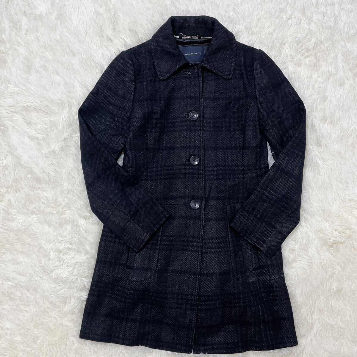 banana republic コート ALINE チェック ロング チェック柄 長袖 アウター ロングコート 春 冬