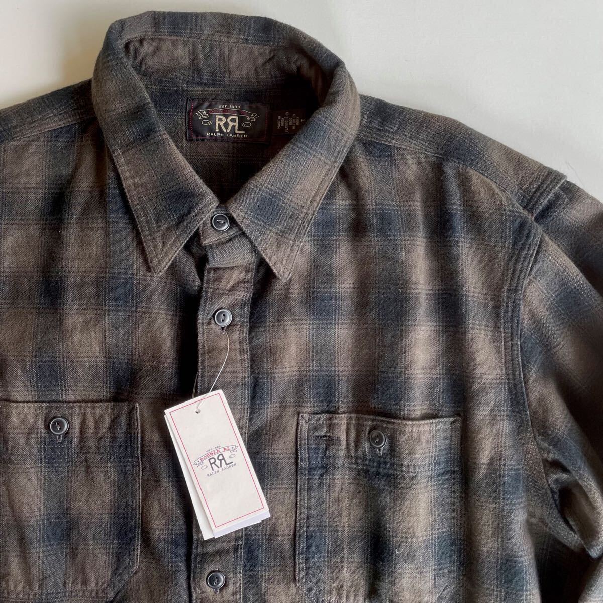 新品/キムタク着】RRL “Ombre Canvas Work Shirt” M オンブレ 新品/キムタク着】RRL “Ombre Canvas Work Shirt” M オンブレ
