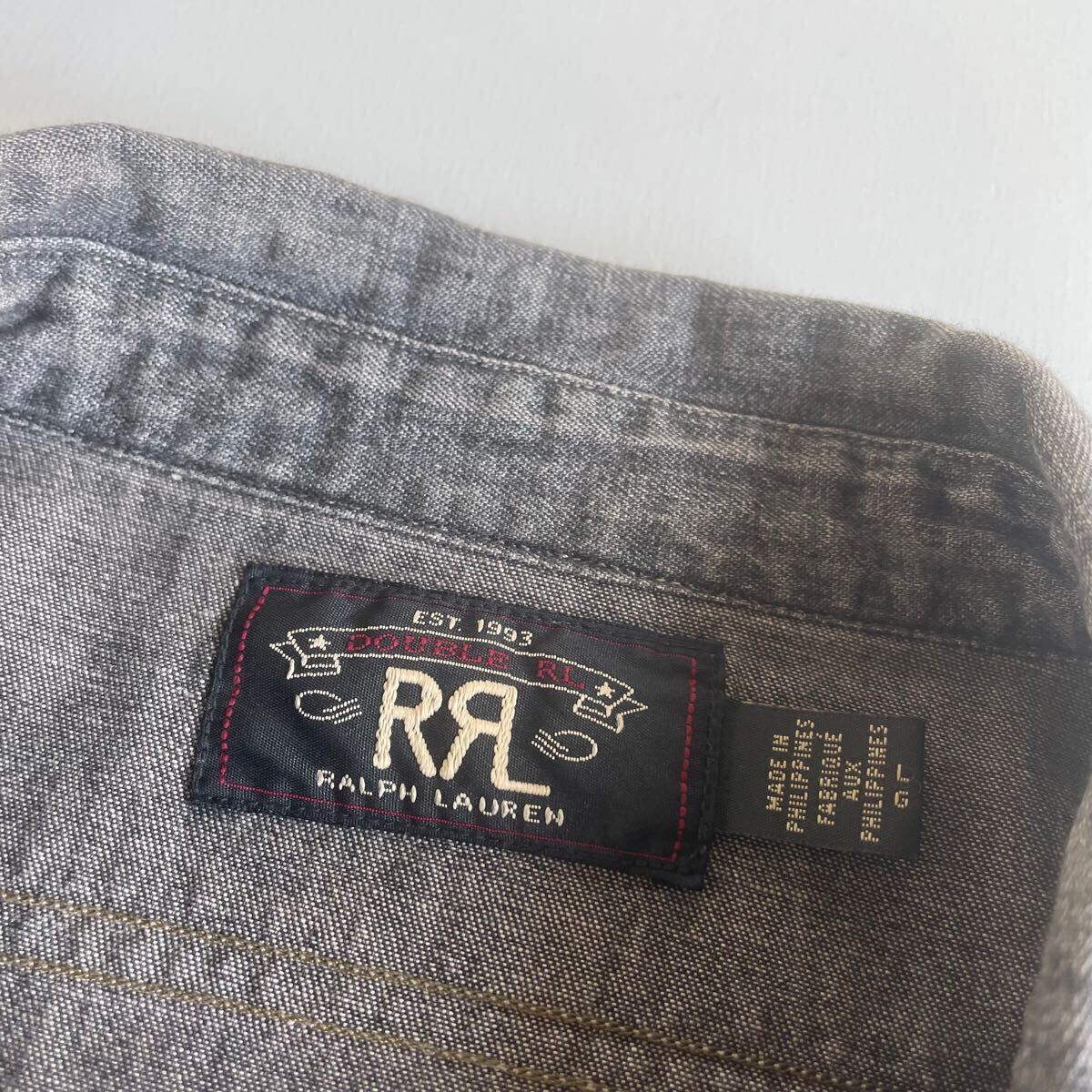 キムタク着】RRL “Black Indigo Denim Work Shirt” L ブラック キムタク着】RRL “Black Indigo Denim Work Shirt” L ブラック