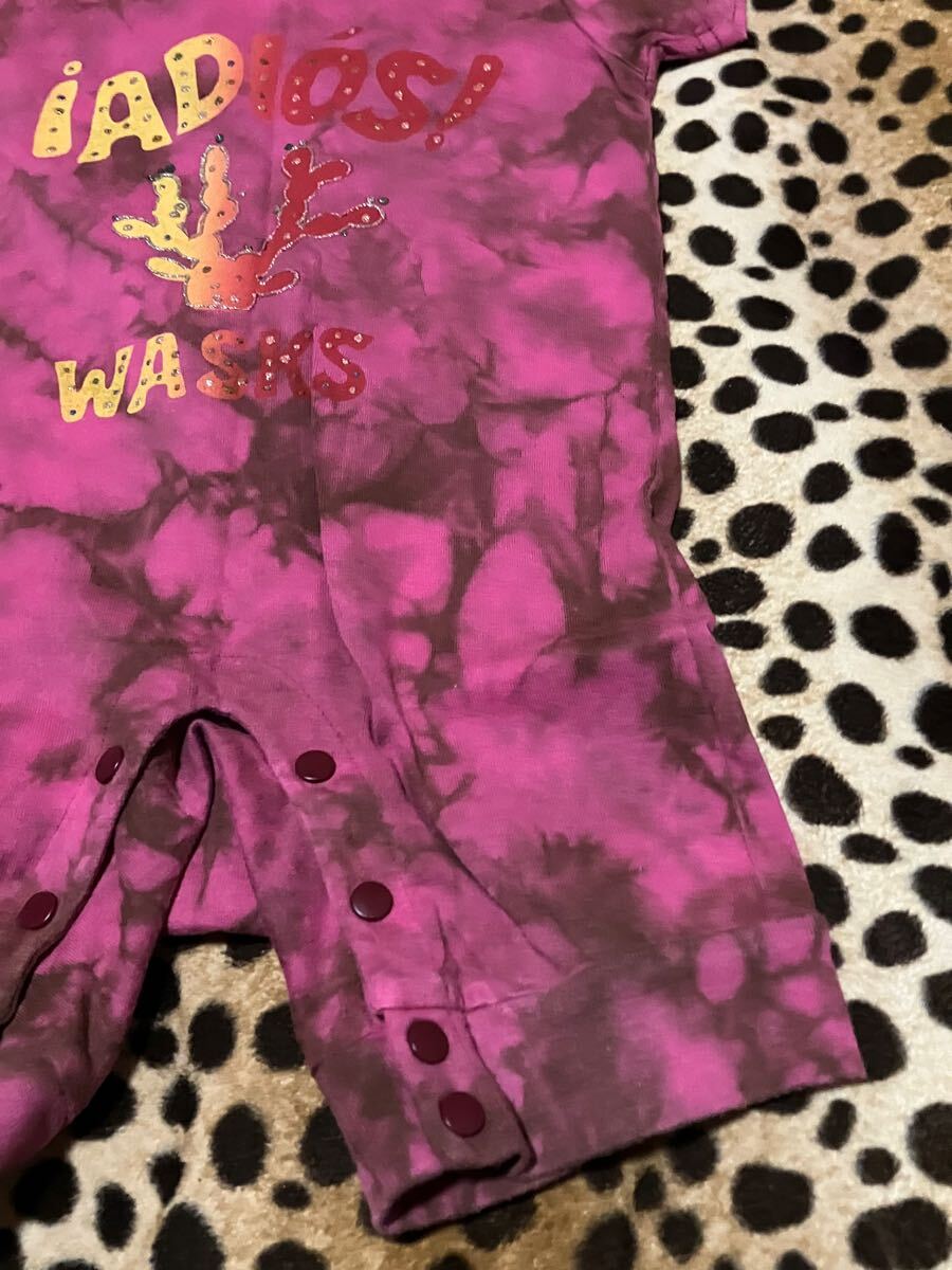 22 美品 ワスク WASK カバーオール ロンパース Sサイズ ピンク色 つなぎ ツナギ 半袖 ベビー 赤ちゃん 子供服 部屋著 インナー プリント