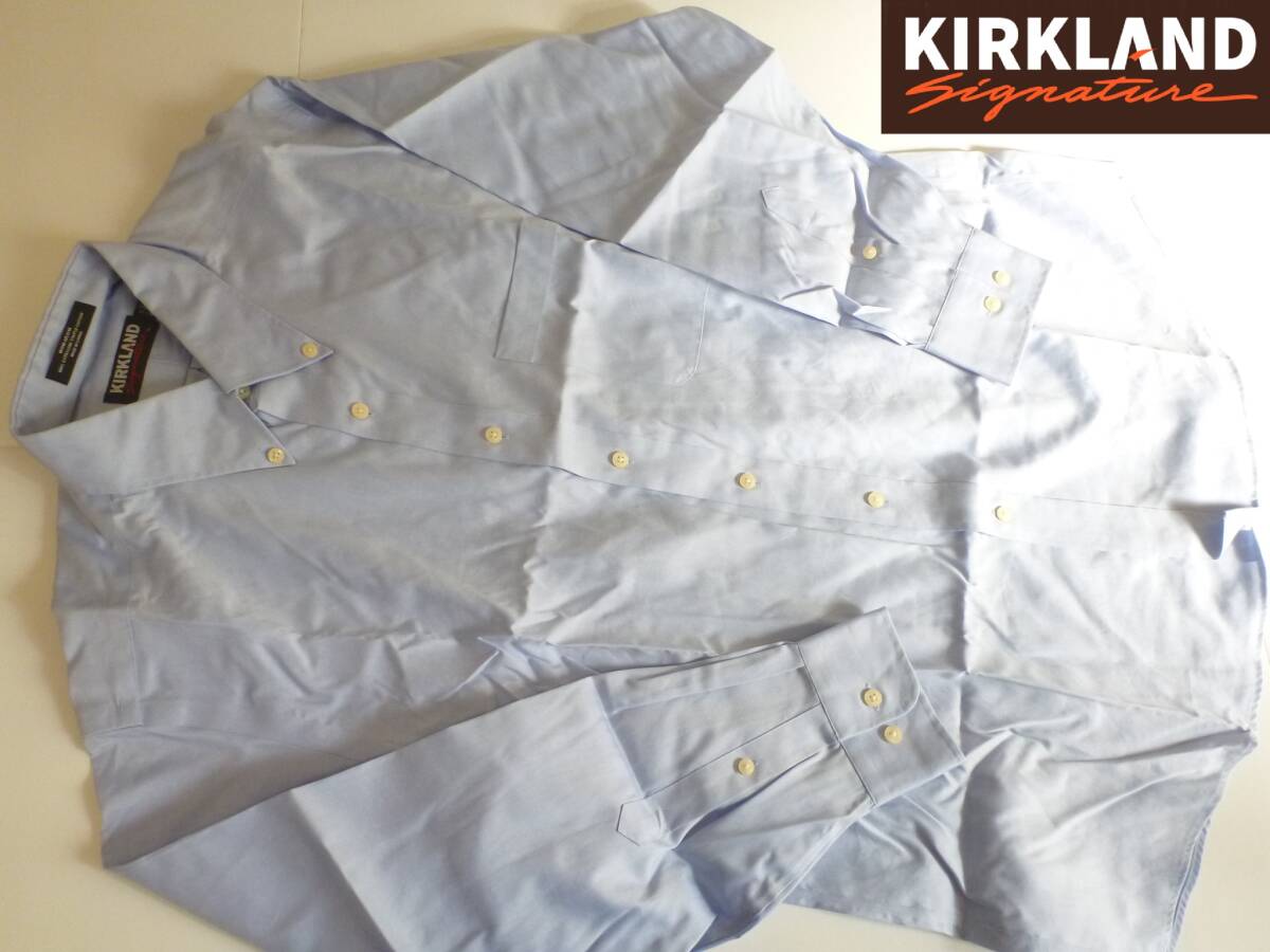新品 KIRKLAND　カークランド★上質コットン100　ノンアイロン　水色　メンズ　シャツ　XL相当　16 1/2-32　42-81_画像1