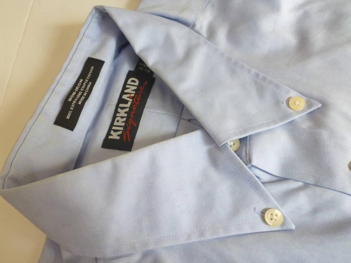 新品 KIRKLAND　カークランド★上質コットン100　ノンアイロン　水色　メンズ　シャツ　XL相当　16 1/2-32　42-81_画像4