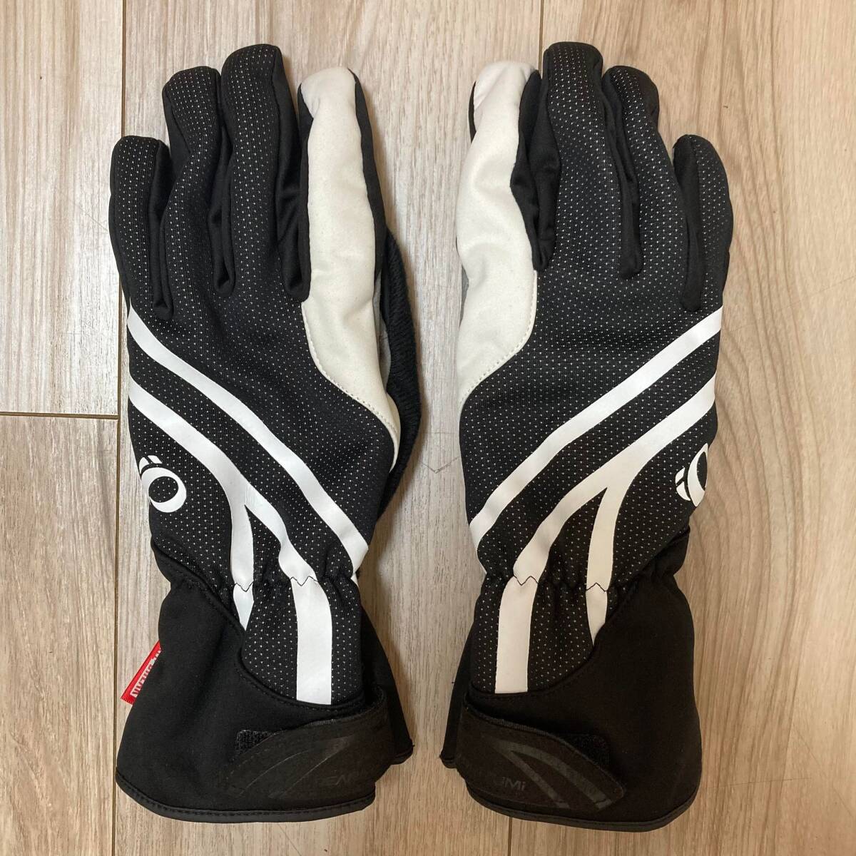 送料230★美品 パールイズミ M メンズ WIND BREAK 防風/裏起毛/冬用 グローブ TriD system 自転車用 手袋 PEARL IZUMI 良質品 D71 黒×白