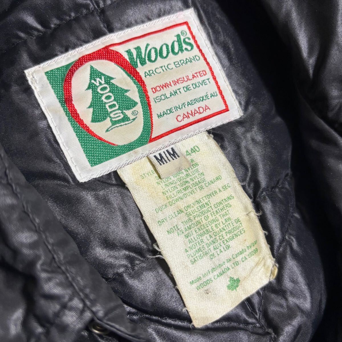 90s カナダ製 Woods ダウン シャツ ジャケット M ウッズ ブラック_画像7