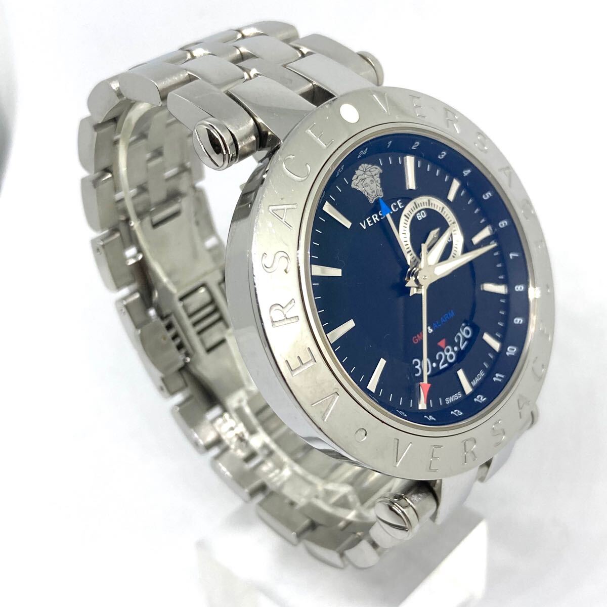 良品☆稼働品☆電池交換済 VERSACE ヴェルサーチ Vレース 29G GMT 