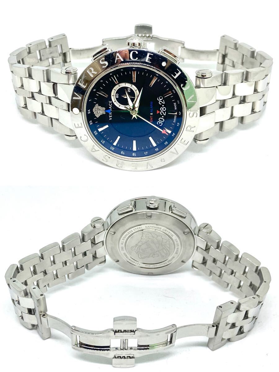 良品☆稼働品☆電池交換済 VERSACE ヴェルサーチ Vレース 29G GMT 