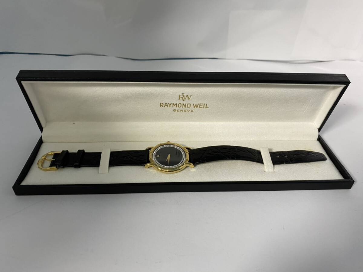 B 0590 C-4 RAYMOND WEIL レイモンドウィル フィデリオ ラインストーン ゴールドカラー イエロー GP メンズ クォーツ 腕時計