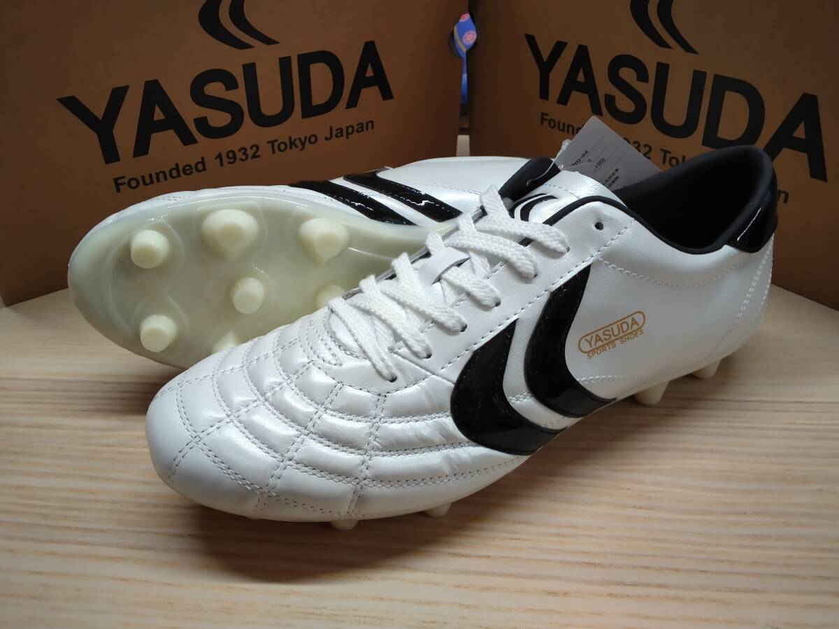 ヤスダ YASUDA サッカーシューズ サッカースパイク 固定式「 LIGARESTA PRO-EX」YSU F20002 0100 WHT×BLK カンガルー革×人工皮革 27,0cm