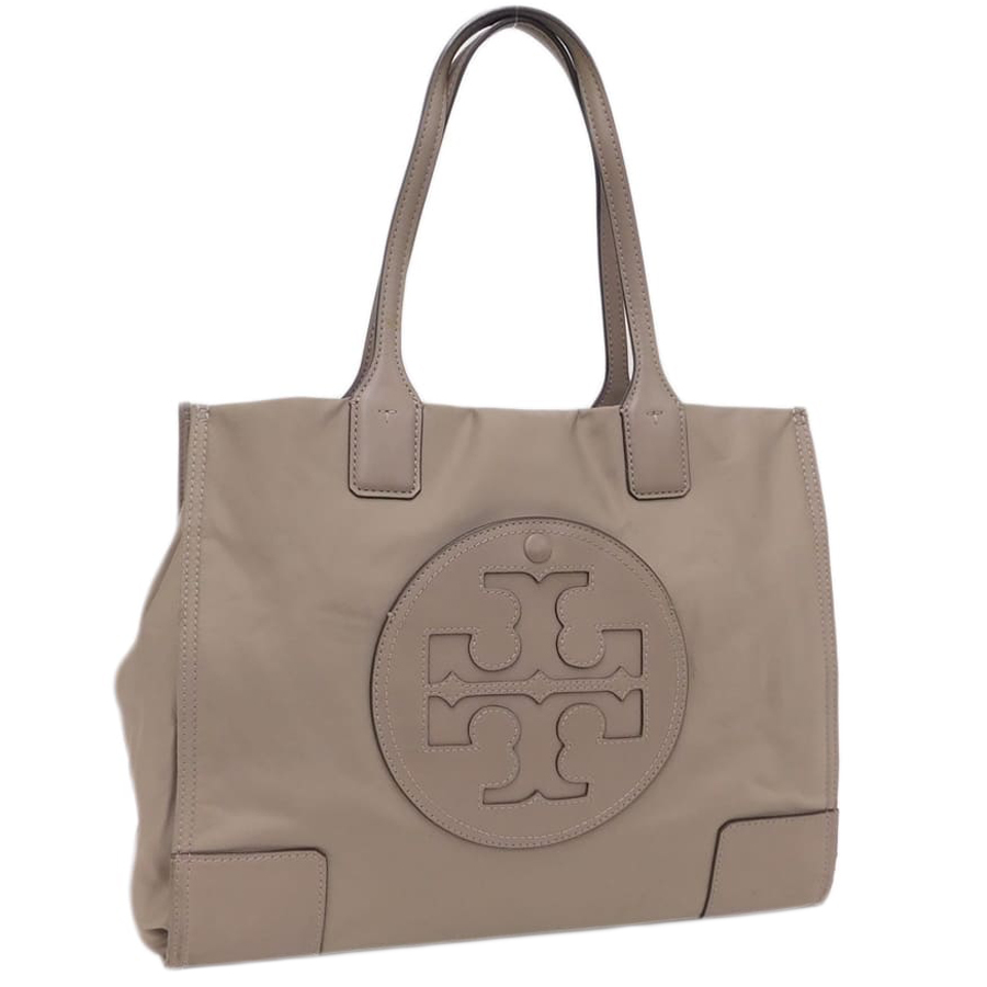 1円 ■ 美品 トリーバーチ トートバッグ グレー系 ナイロン×レザー お洒落 普段使い TORY BURCH ■E.Bmm.Ar-08