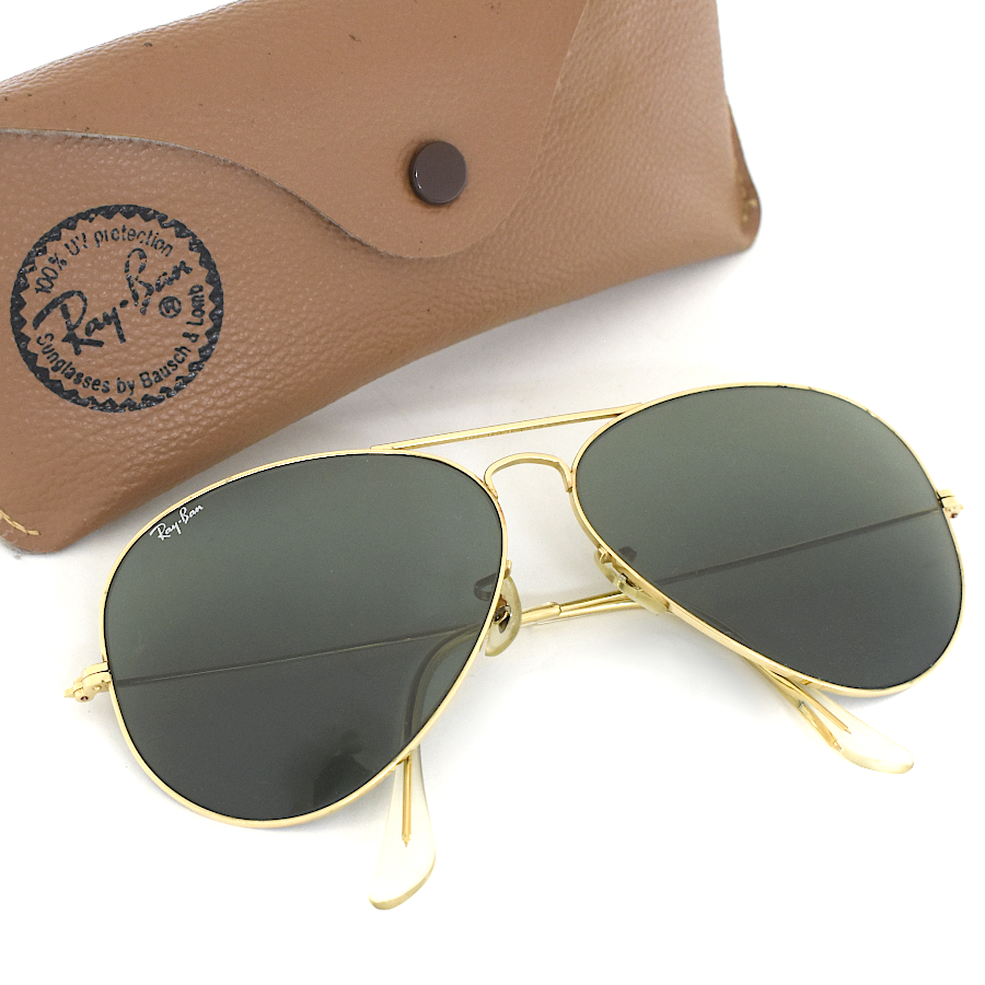 1円 ◆新品同様 RayBan レイバン アビエーター ボシュロム サングラス ティアドロップ ゴールド ヴィンテージ ◆E.Bgs.eC-19☆
