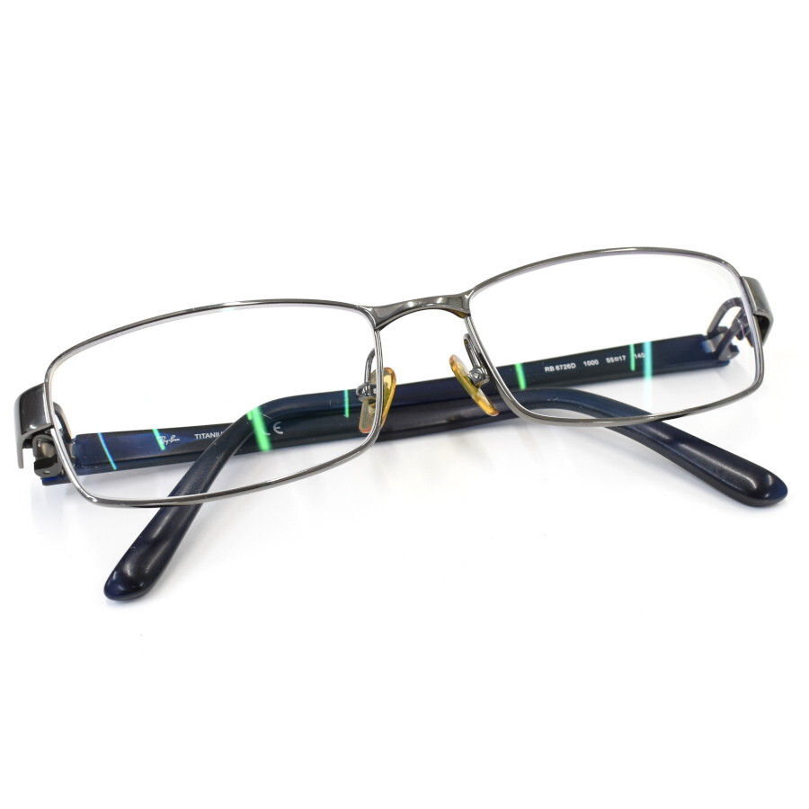 1円 ◆美品 RayBan レイバン メガネフレーム RB8726D チタン プラスチック ネイビー◆E.Ble.tI-10