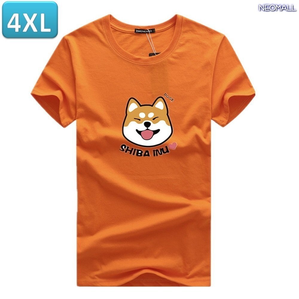 夏にピッタリ ☆ 丸首 半袖 Tシャツ【345】 オレンジ 4XLサイズ トップス シャツ シンプル イラスト シルエット 春夏