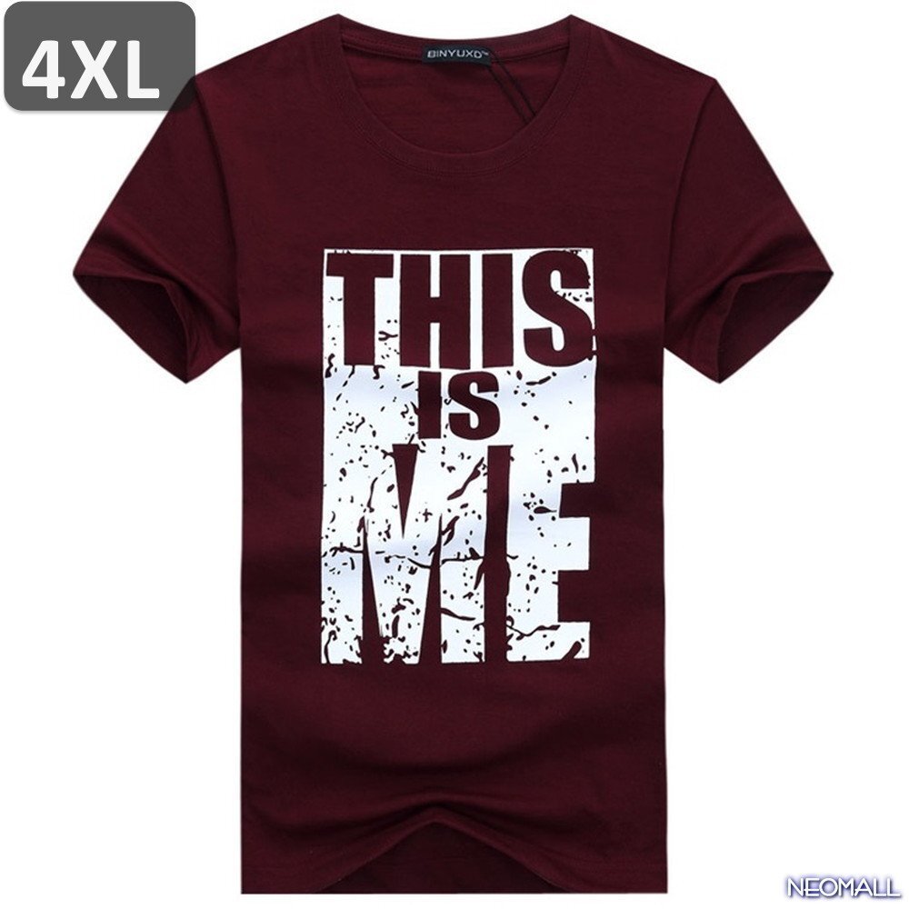 夏の定番 ☆ 丸首 半袖 Tシャツ【464】 ワインレッド 4XLサイズ トップス シャツ シンプル イラスト デザイン 春夏