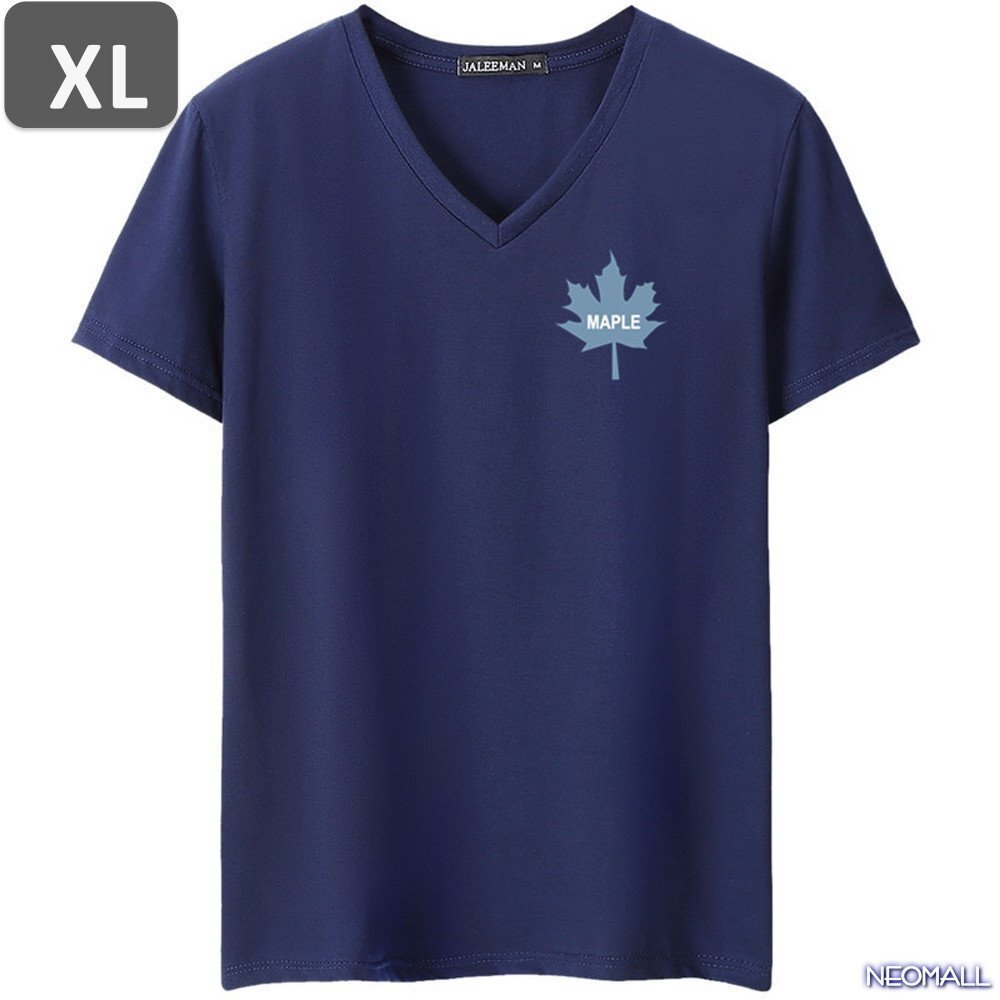 夏にピッタリ ☆ Vネック 半袖 Tシャツ【455】 ネイビー XLサイズ トップス シャツ シンプル イラスト デザイン 春夏