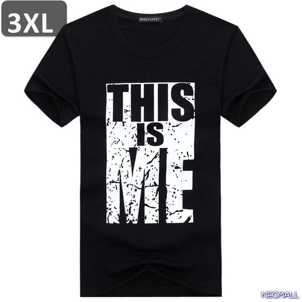 夏の定番 ☆ 丸首 半袖 Tシャツ【464】 ブラック 3XLサイズ トップス シャツ シンプル イラスト デザイン 春夏