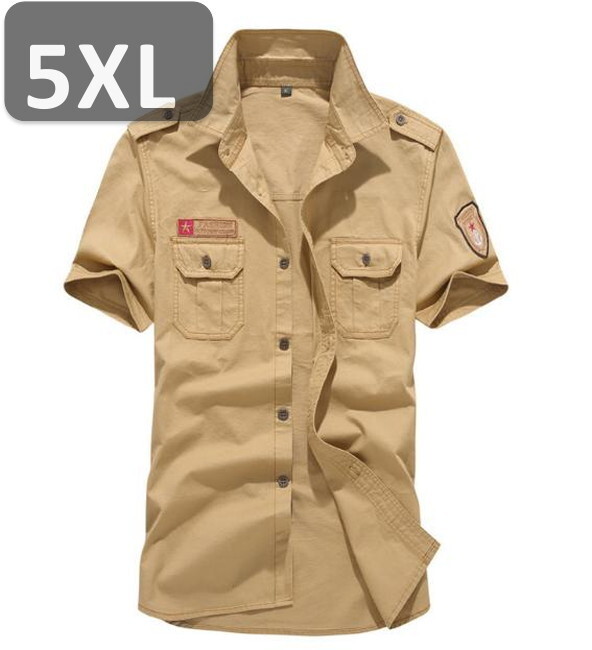 メンズ 半袖 シャツ カーキ 5XL 半袖 シャツ 春夏【n198】