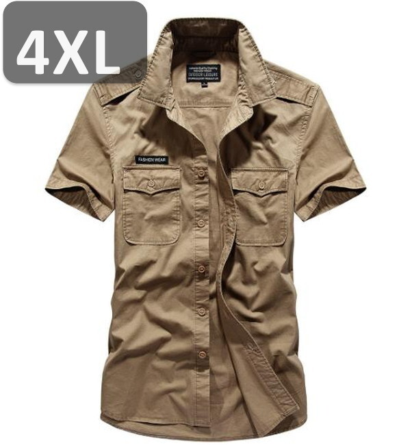 メンズ 半袖 シャツ カーキ 4XL 半袖 シャツ 春夏【n201】