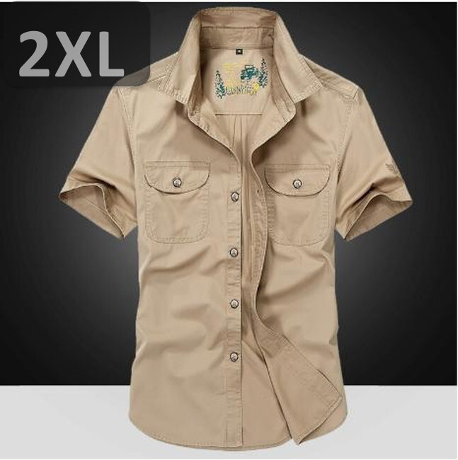メンズ 半袖 シャツ カーキ 2XL 半袖 シャツ 春夏【n196】