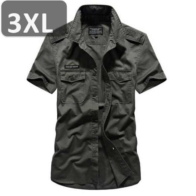 メンズ 半袖 シャツ オリーブ 3XL 半袖 シャツ 春夏【n201】