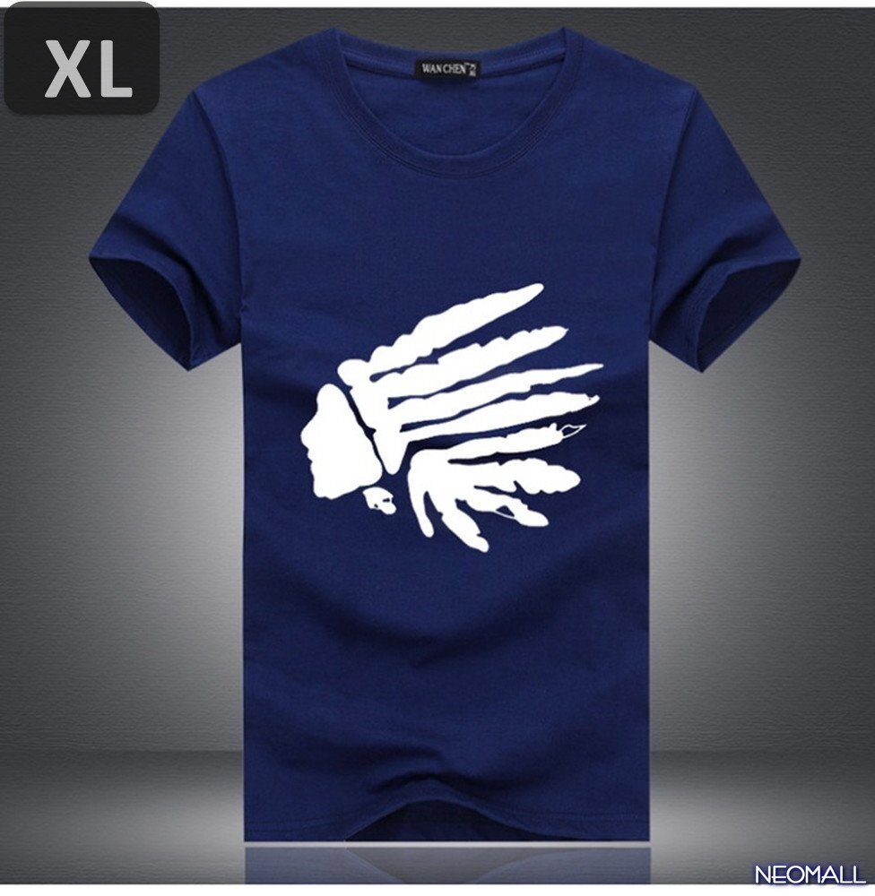 夏の定番 ☆ 丸首 半袖 Tシャツ【462】 ネイビー XLサイズ トップス シャツ シンプル イラスト デザイン 春夏