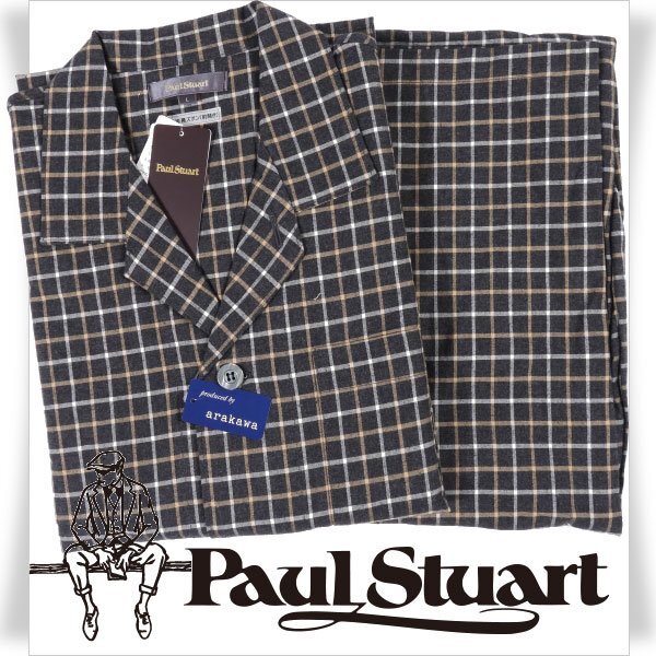 新品1円～★定価1.7万 PaulStuart ポールスチュアート メンズ 日本製 秋冬 コットン綿 テーラード 長袖 長ズボン パジャマ L ◆4383◆