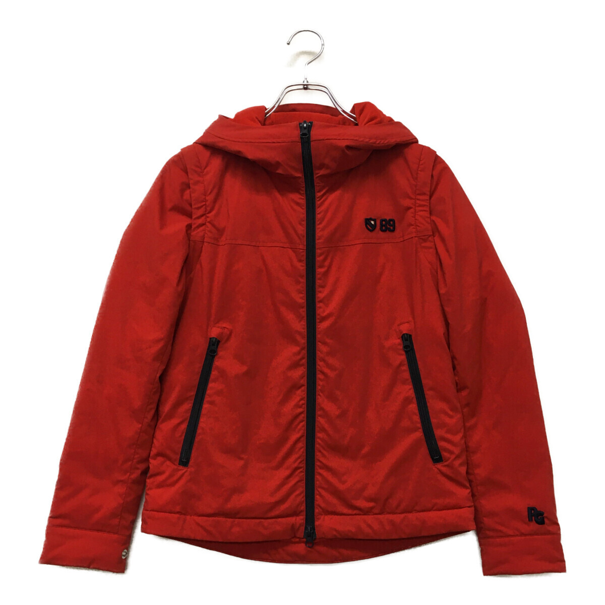 coco 中古 【値下げ】パーリーゲイツ PEARLY GATES レディース ブルゾン 0(S) 赤 中綿入 フード付き 2WAY 裏起毛 防寒 アウター K1463