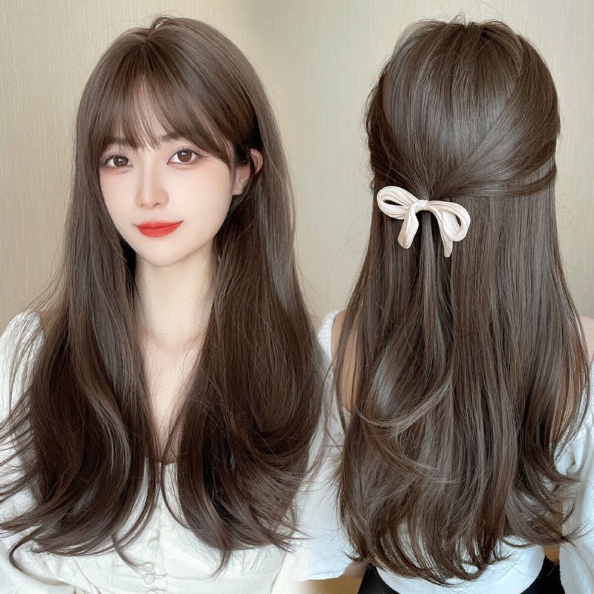 W13◎フルウィッグ ファッションウィッグ ロング ブラウン 自然 耐熱 かつら