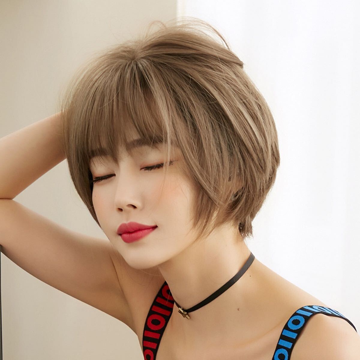 W21◎フルウィッグ ファッションウィッグ ショート ボブ アッシュブラウン かつら