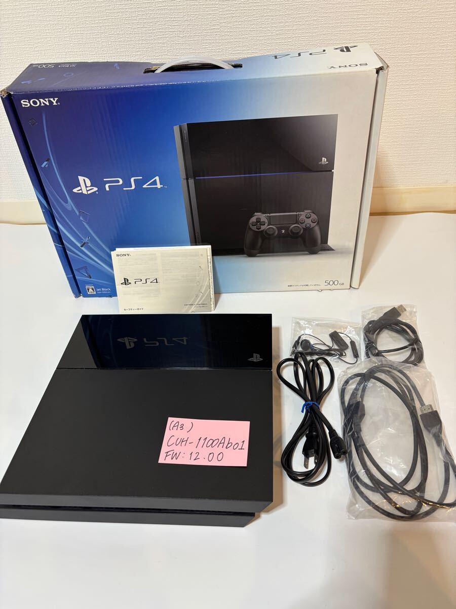 【1円】PS4 本体/箱 セット 500GB ブラック　SONY PlayStation4 CUH-1100A 初期化/動作確認済 FW12.00 【a3】