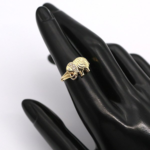 Z_614 K18 ダイヤモンド0.04ct リング 動物モチーフ(イエロー Z_614 K18 ダイヤモンド0.04ct リング 動物モチーフ(イエロー