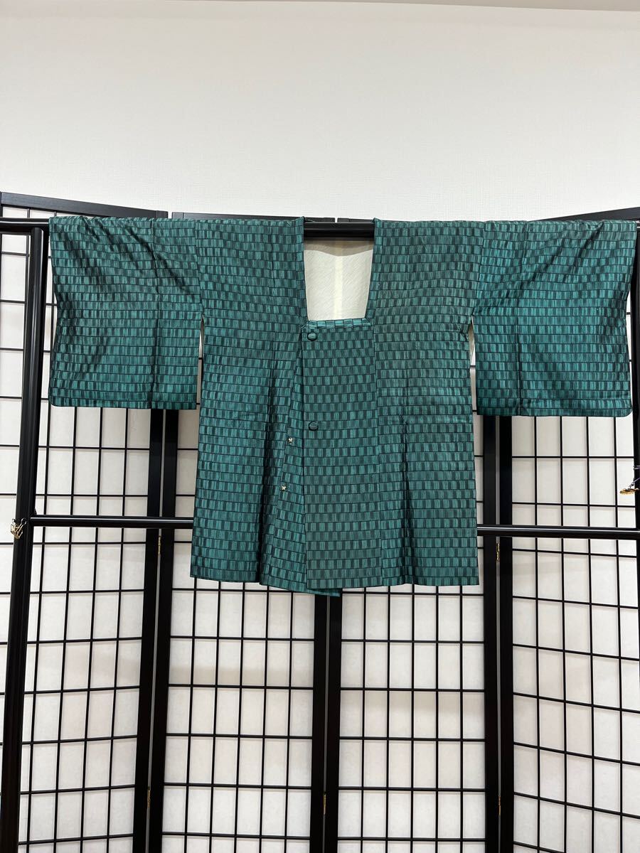 着物屋月-MOON- 道行コート　緑系　正絹　A-85