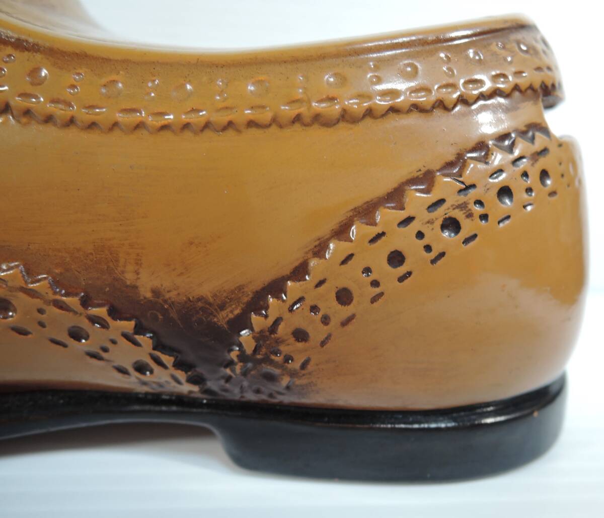 ☆E08■加藤工蕓　ウイングチップ　革靴型　貯金箱　陶器制■未使用