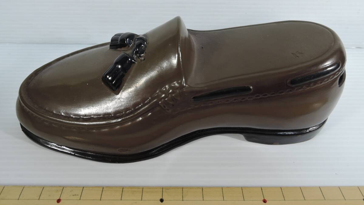 ☆E07■加藤工蕓　ローファー　革靴型　貯金箱　陶器制■未使用