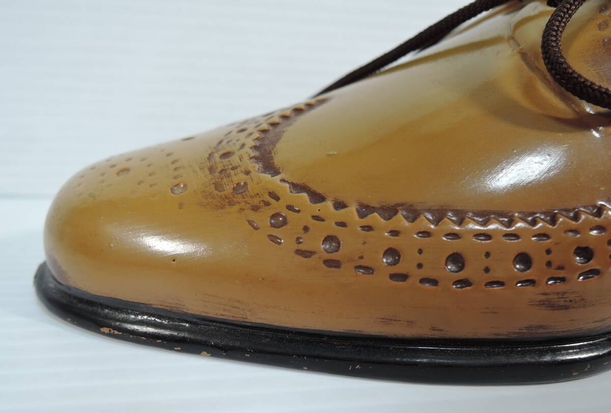 ☆E08■加藤工蕓　ウイングチップ　革靴型　貯金箱　陶器制■未使用