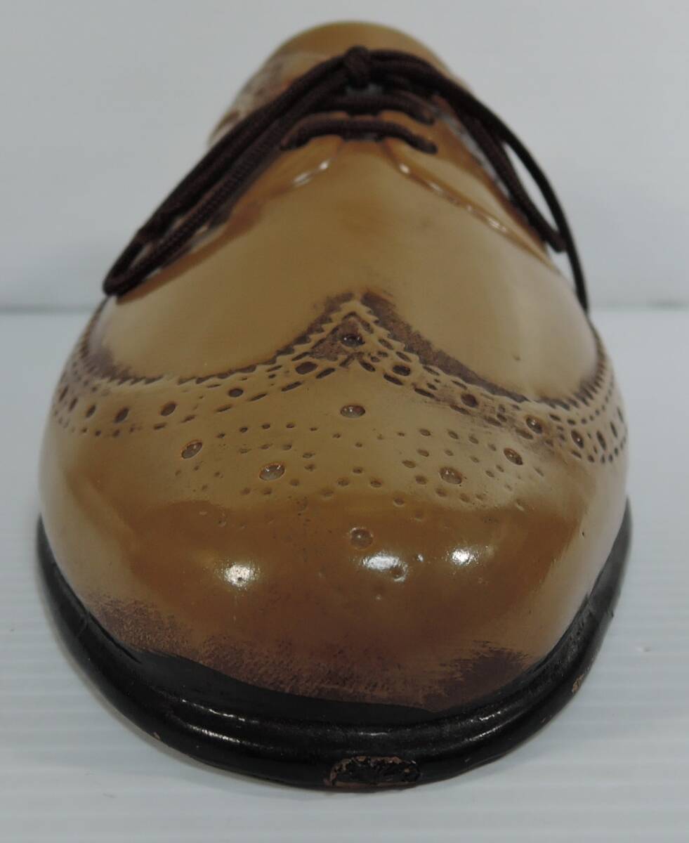 ☆E08■加藤工蕓　ウイングチップ　革靴型　貯金箱　陶器制■未使用