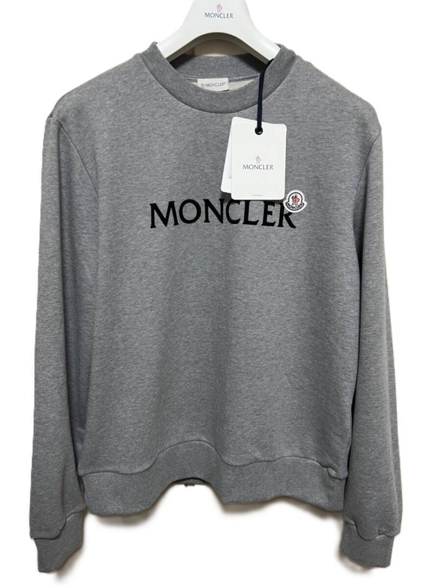 【新品未使用タグ付き】MONCLER Maglia Girocollo Lettering Logo Sweatshirt スウェット トレーナー Grey color メンズ Sサイズ_画像2