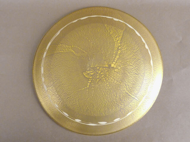 栗原 豊生 金彩 ガラス 菓子皿 大皿　直徑約19.2㎝　
