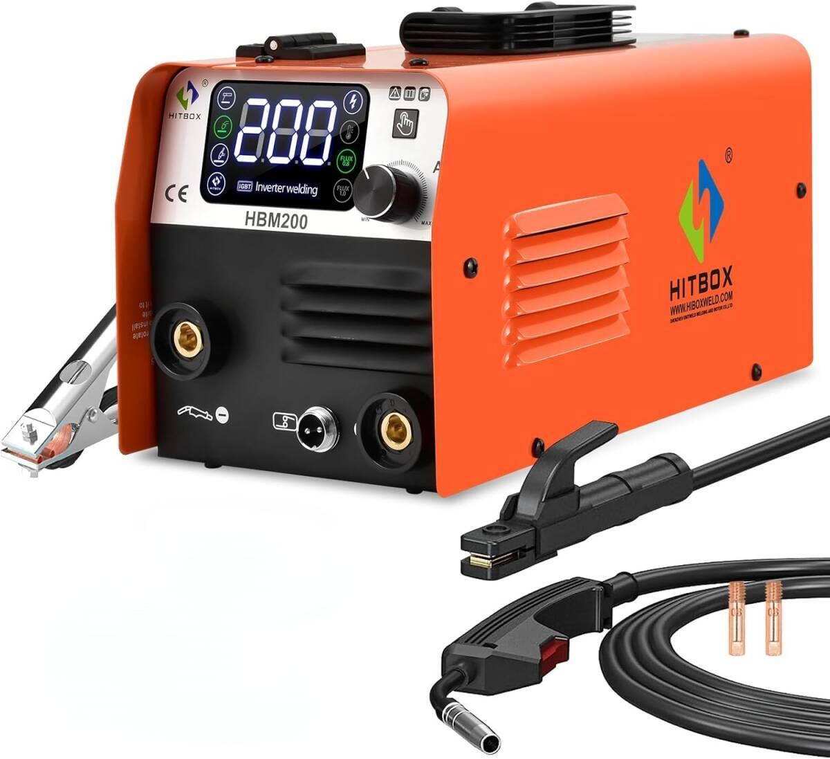 不良品電源ボタン壊れたHBM200半自動溶接機 100V 200A ノンガスMIG アーク溶接 LIFT TIG 1台3役 インバーター直流 定格使用率40％ MIG溶接