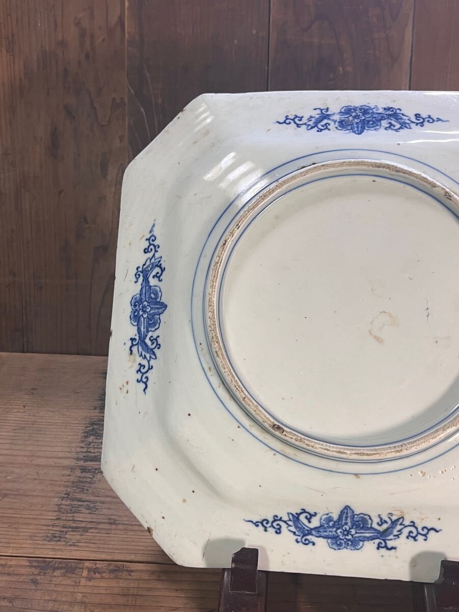 古伊万里 印判 赤壁 文明開花 花唐草 明治 伊万里 唐草 角皿 染 古伊万里 印判 赤壁 文明開花 花唐草 明治 伊万里 唐草 角皿 染