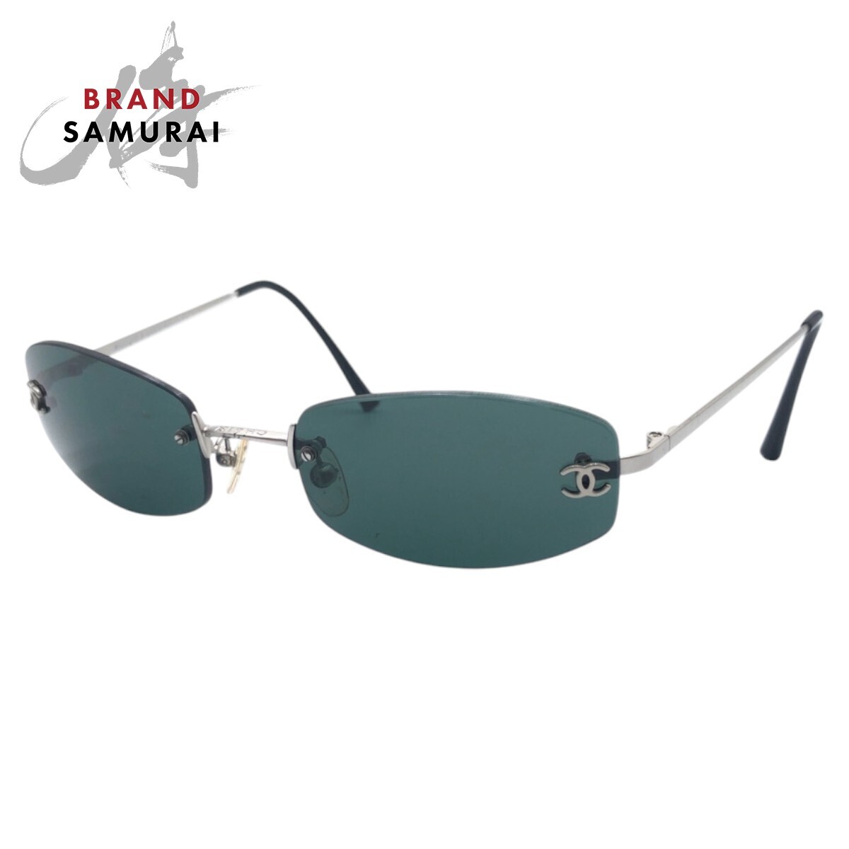 美品 CHANEL サングラス 4002 シルバー グレー ココマーク メタル CHANEL サングラス グレーグラデーション リムレス ココマーク
