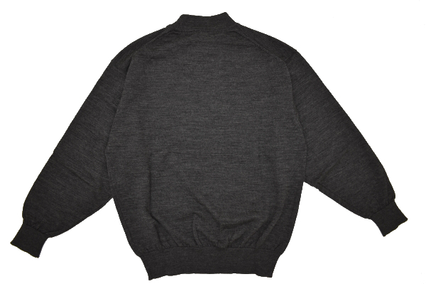 Y-8458★送料無料★超美品★LANCEL PARIS ランセル パリ★正規品 日本製 胸ロゴ刺繍 チャコールグレー 長袖 ウール ニット セーター L_画像4