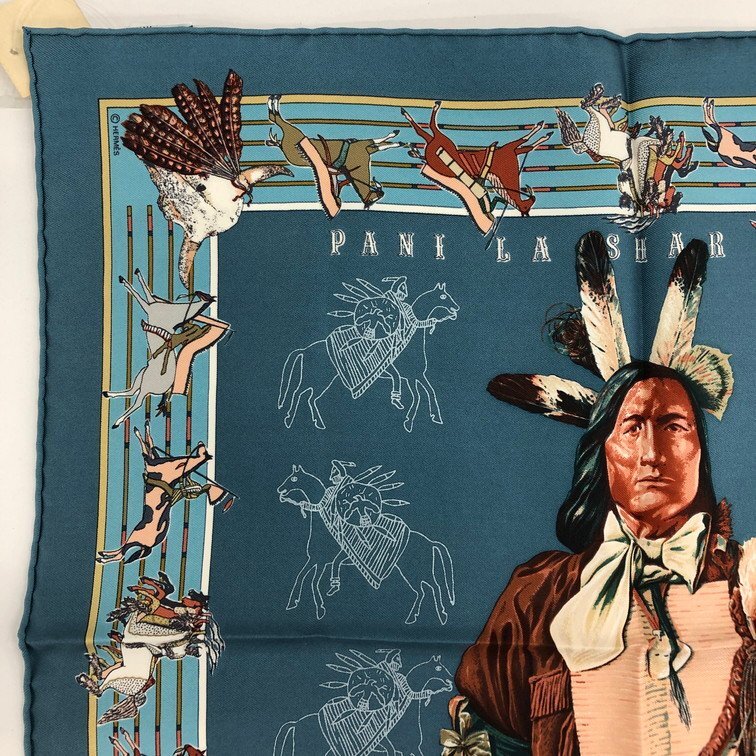 HERMES エルメス スカーフ カレ40 Pani La Shar Pawnee パウニー HERMES エルメス スカーフ カレ40 Pani La Shar Pawnee パウニー