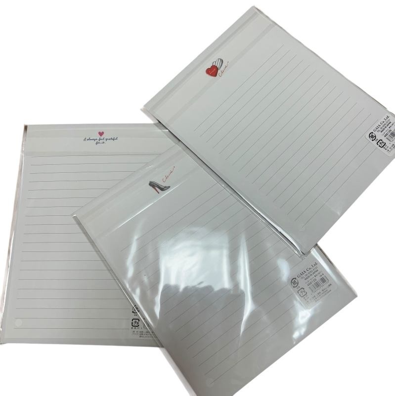 セリア　レターセット　フレンチブルドッグ　ネコ　うさぎ　ハート　3冊セット
