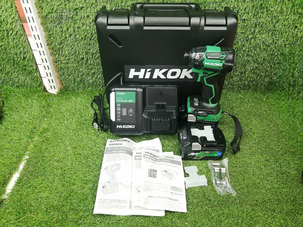 未使用 HiKOKI ハイコーキ 36V コードレス インパクトドライバ バッテリー2個 + 充電器 WH36DC(2XPS)